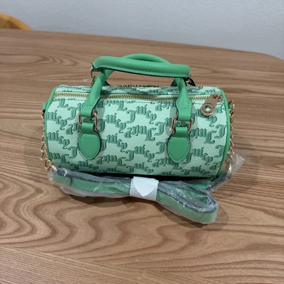 Juicy Couture Pep In Her Step Mini Barrel Bag Purse Mint Green Bling Y2K - Picture 4 of 8